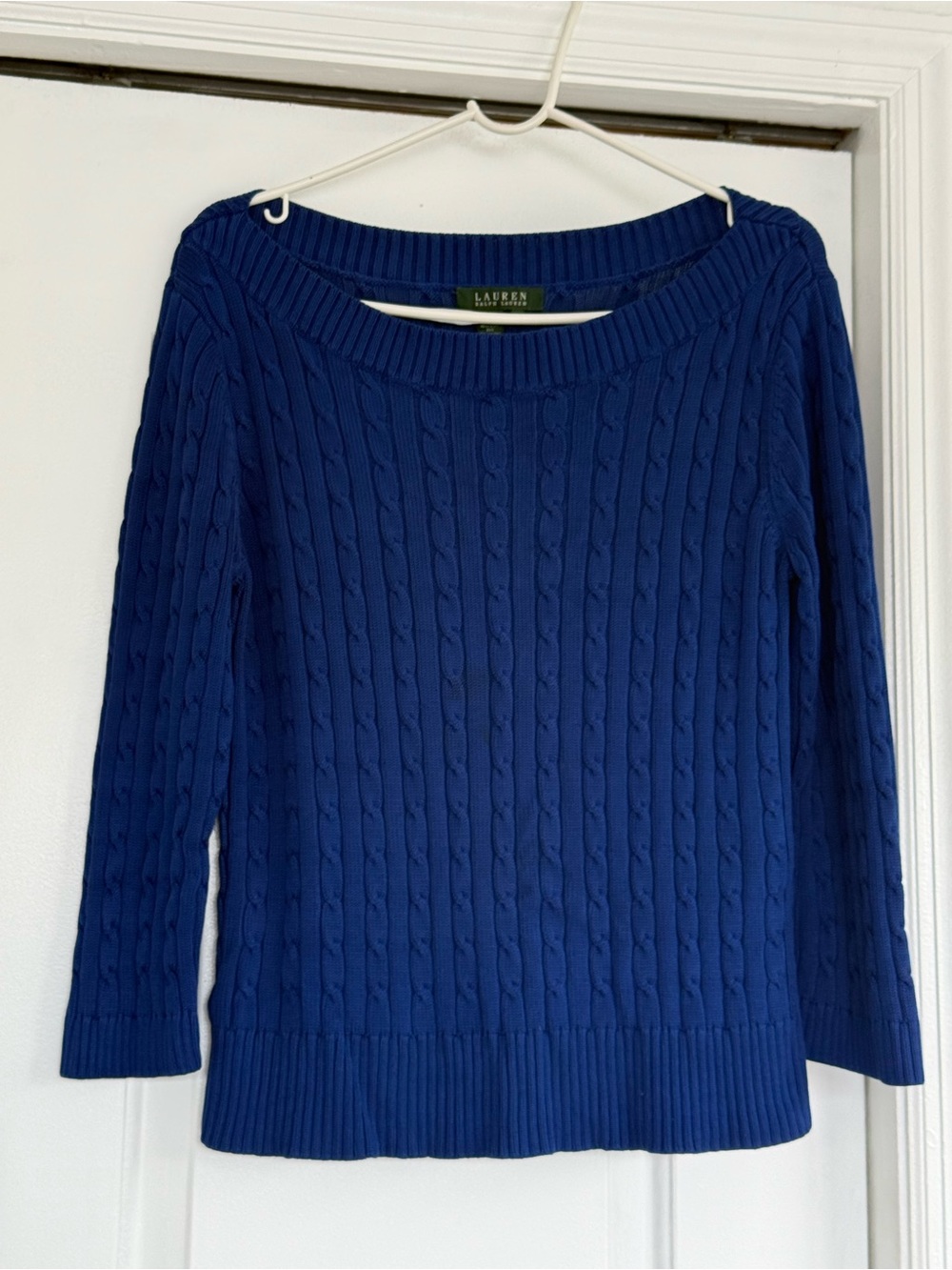 Lauren Ralph Lauren Royal Blue Cable-Knit Scoop Neck Sweater